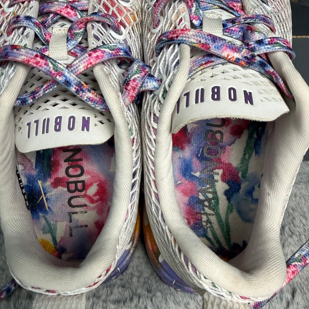 NOBULL Mesh Runner Womens 9.5 White Floral Watercolor Athletic Training Sneakers - Picture 6 of 9